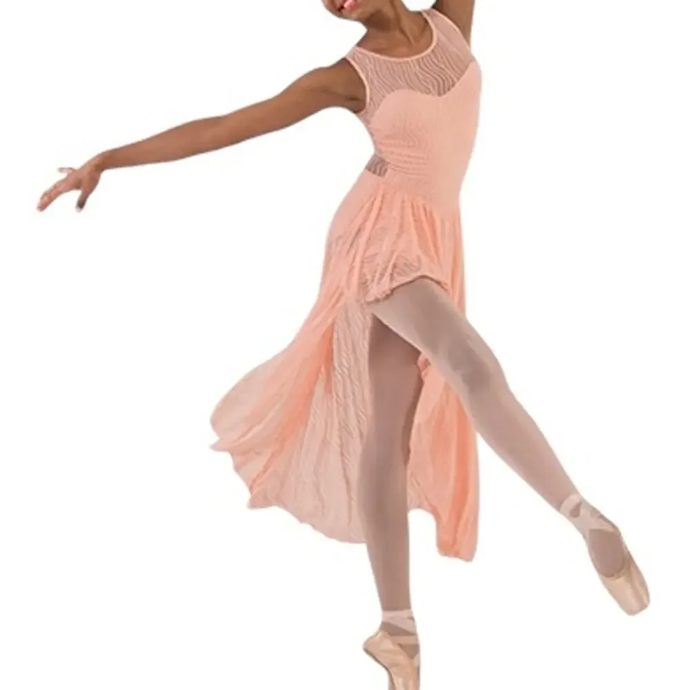 NWT Body Wrappers Peach Sleeveless Leotard Dress Girls 6X-7